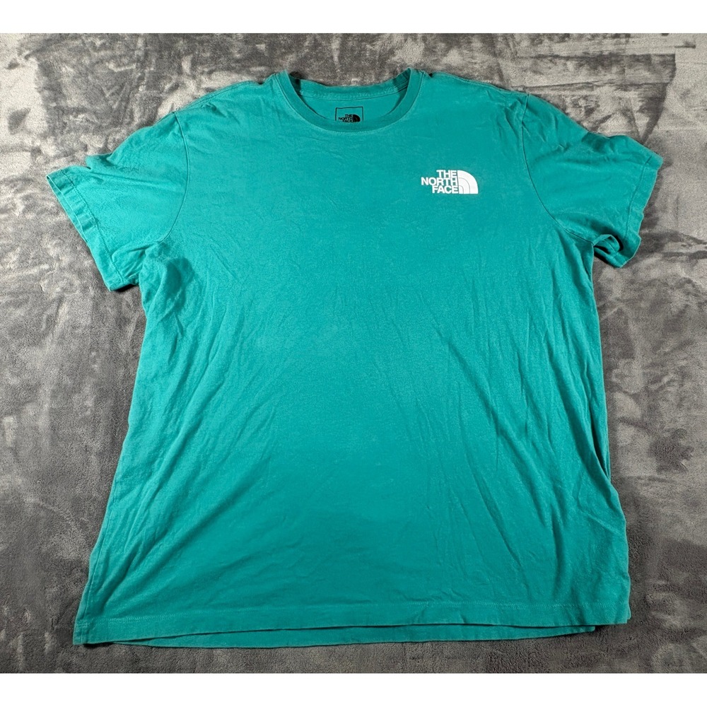 The North Face Mens Red Box Logo Graphic T Shirt XXL Teal Cotton Short Sleeve